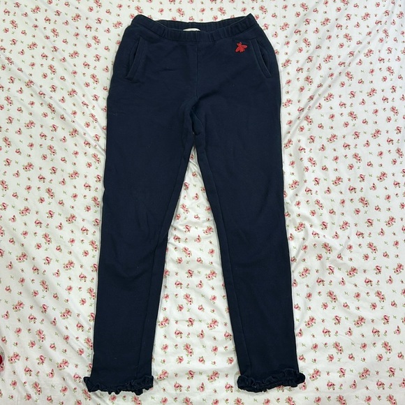 Gucci Kids Navy Blue Sweatpants with Embroidered Bee Detail